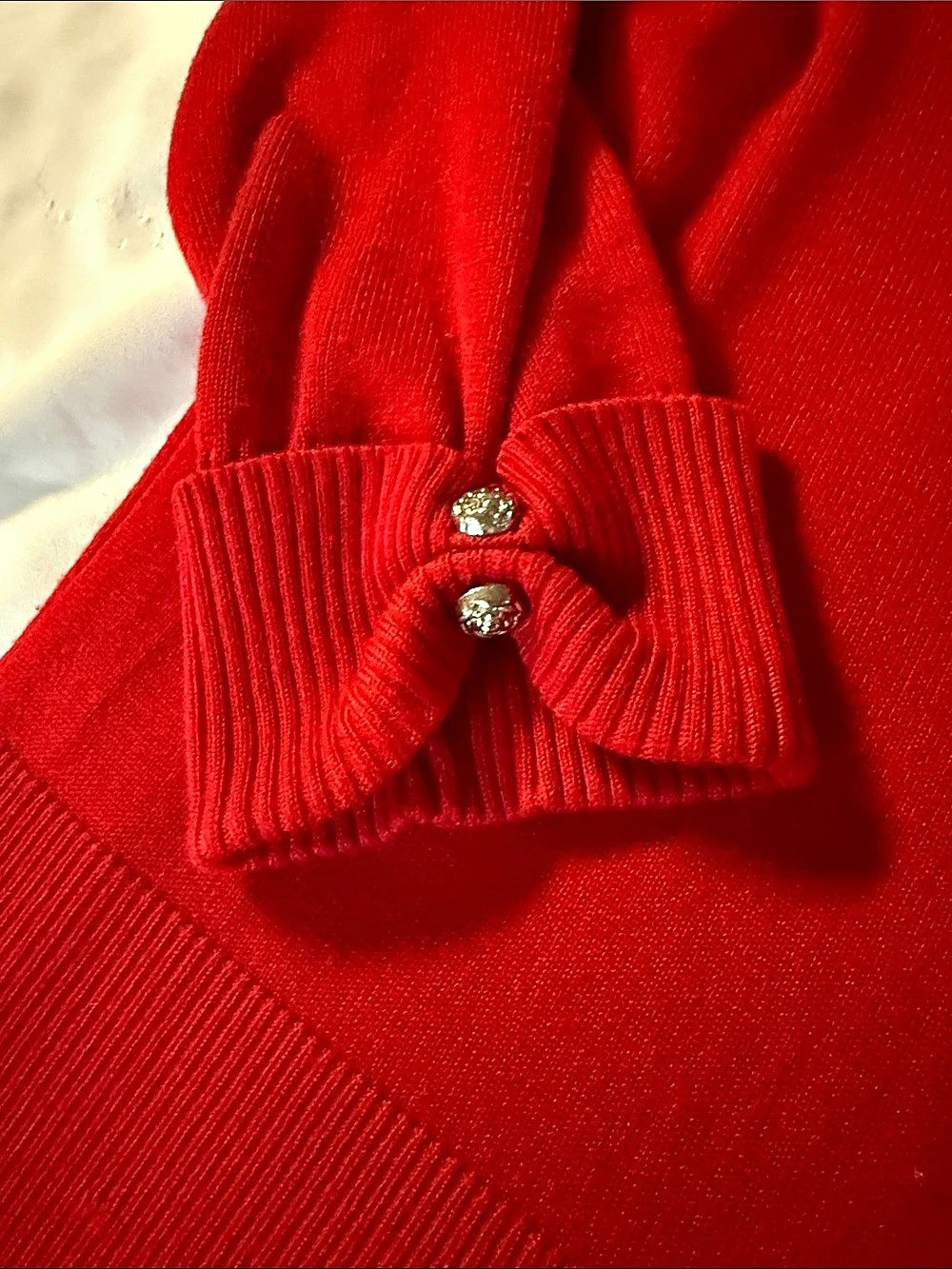 Grace Elements Red Bow Cuff Cardigan Size Medium Like New - Picture 3 of 4